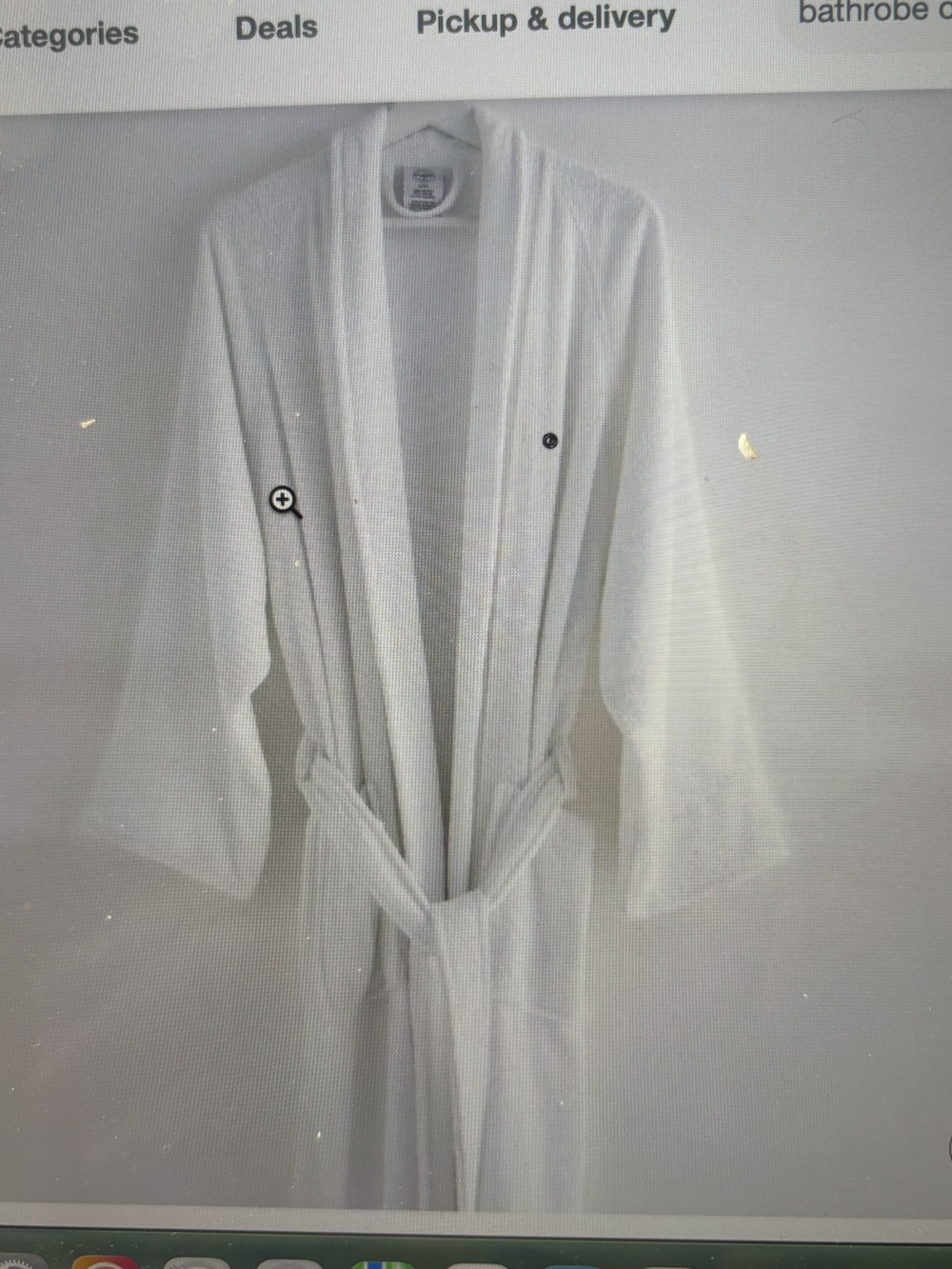 Clean Design Home Low-Lint Terry White Large Knee-Length Bath Robe  NWT